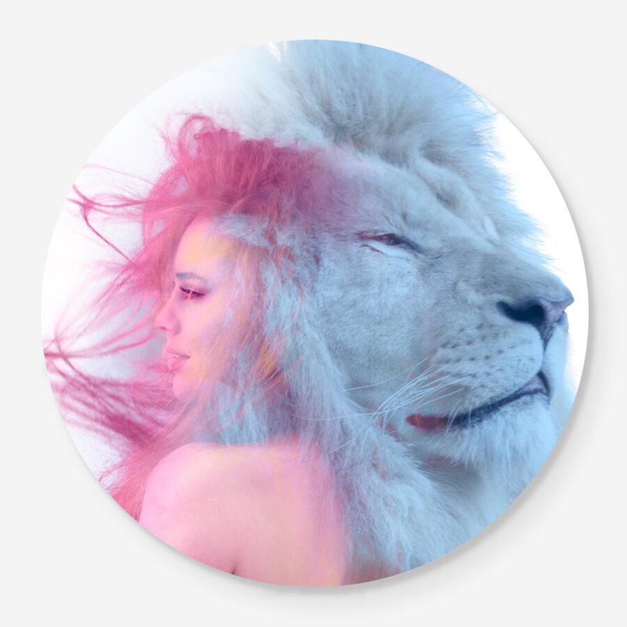 Woman with lion portrait