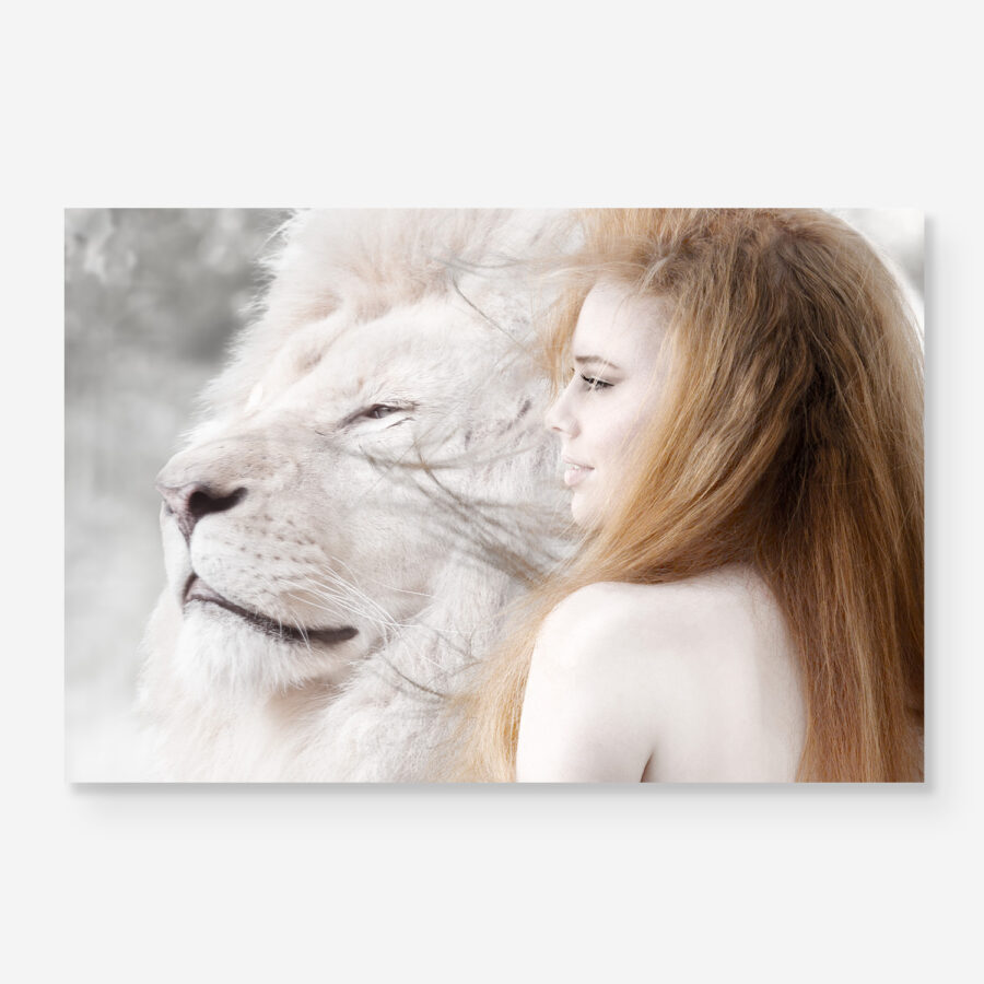 Woman with lion portrait