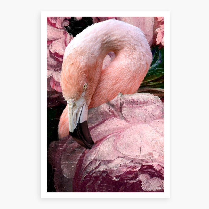 Pink Flamingo with roses